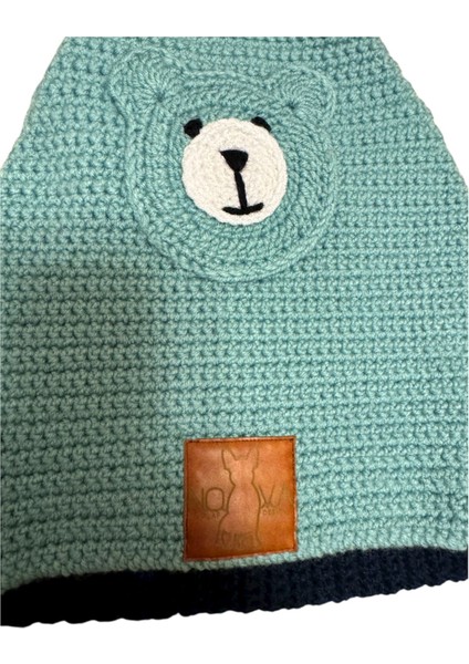 Ayıcık Figürlü Mint Yeşili Köpek Kazağı modelleri