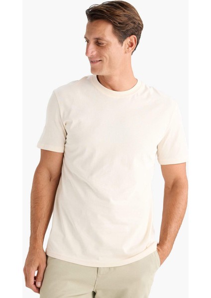 %100 Pamuk New Regular Fit Bisiklet Yaka Basic Düz Kısa Kollu Tişört V7699AZ24AU