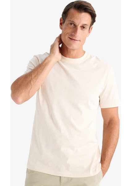 %100 Pamuk New Regular Fit Bisiklet Yaka Basic Düz Kısa Kollu Tişört V7699AZ24AU