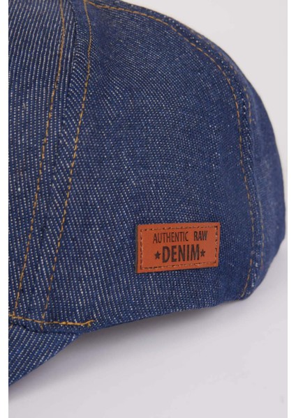 Erkek Etiket Baskılı Jean Cap Şapka