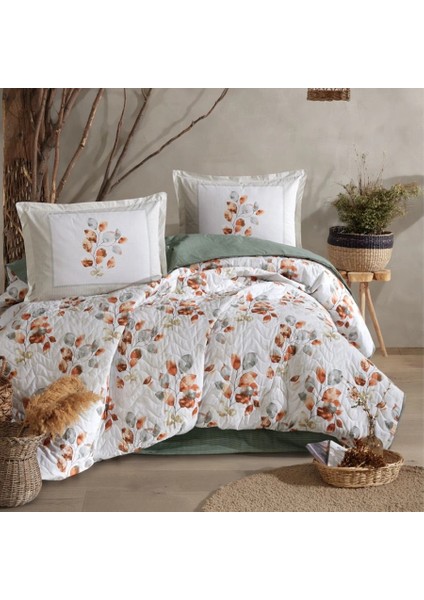 Ranforce %100 Pamuk Çift Kişilik Dört Mevsim Set Ruska V1 Mint