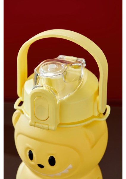 Labubu Suluk - 1000 ml Taşınabilir Kulplu, Pipetli, Bpa’sız, Kilitli ve Sızdırmaz Kapak - Sarı modelleri