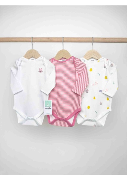 Bade Kız Bebek 3 Parça Uzun Kol Zıbın