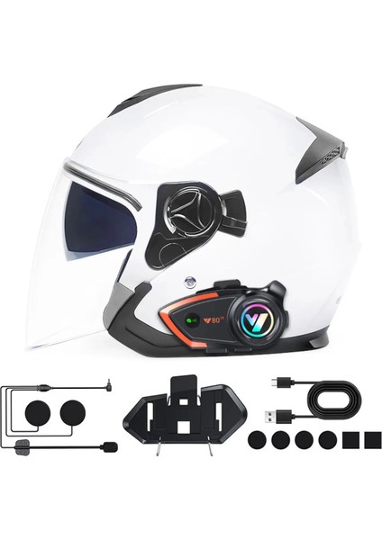 Yeni Y80-2X Motosiklet Intercom 2 Kişilik Bağlantı Rgb Işıklı Kulaklık Seti fırsatları