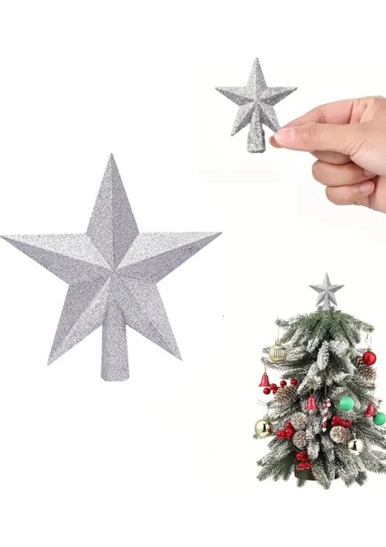 Yılbaşı Çam Ağacı Tepe Yıldızı Gümüş Çam Ağacı Tepeliği Yılbaşı Yıldız Ağaç Süsü modelleri