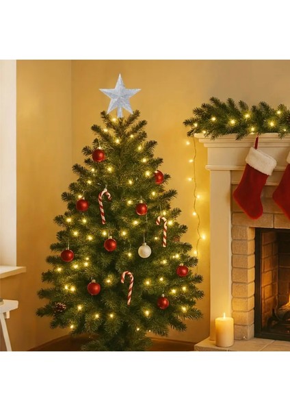 Yılbaşı Çam Ağacı Tepe Yıldızı Gümüş Çam Ağacı Tepeliği Yılbaşı Yıldız Ağaç Süsü fırsatları