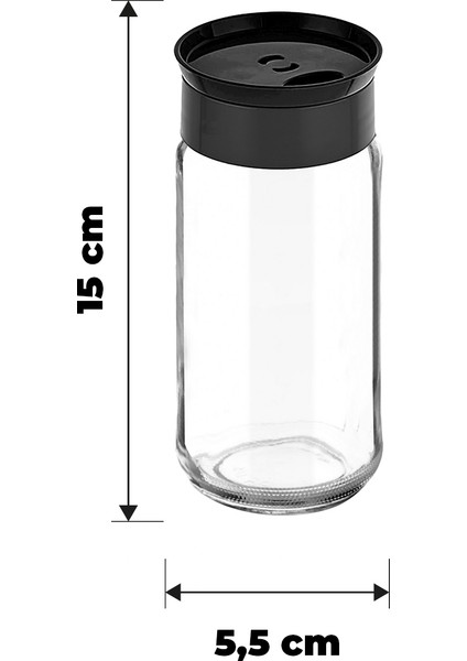 12'li Cam Baharatlık Seti - Siyah