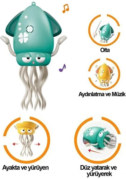 Dansçı Kali Müzikli Işıklı Hareketli Ahtapot Yeşil