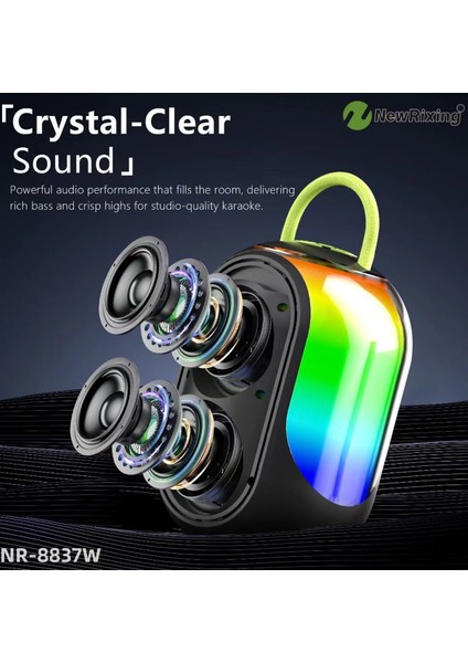 Çift Mikrofonlu Kablosuz Karaoke Rgb Işıklı Yüksek Sesli Müzik 4 Ses Degıstırme modelleri