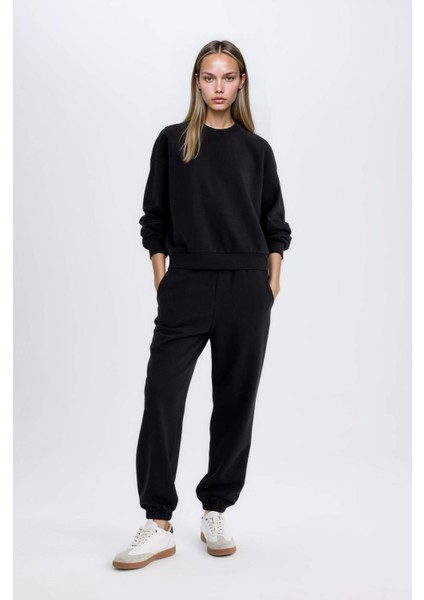 Regular Fit 2'li Takım Sweatshirt Beli Lastikli Jogger Eşofman Altı