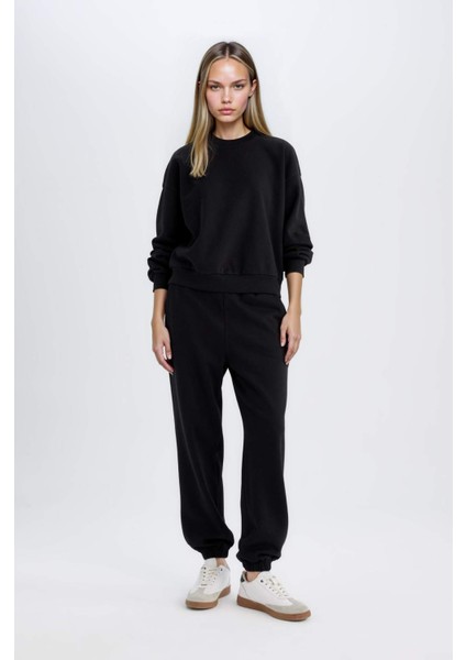 Regular Fit 2'li Takım Sweatshirt Beli Lastikli Jogger Eşofman Altı