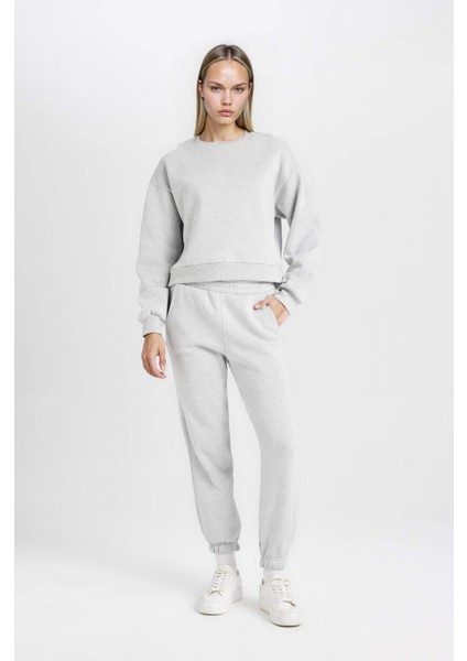 Regular Fit 2'li Takım Sweatshirt Beli Lastikli Jogger Eşofman Altı