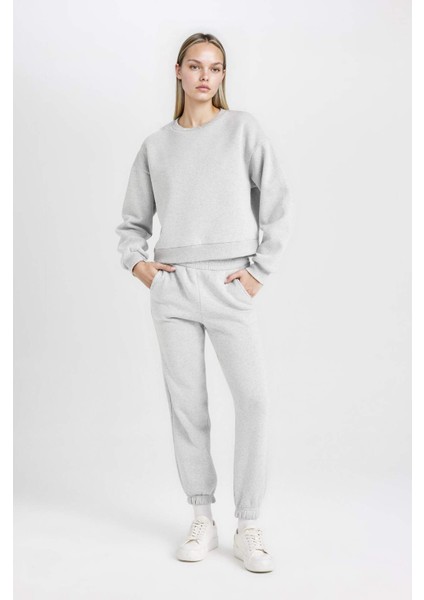 Regular Fit 2'li Takım Sweatshirt Beli Lastikli Jogger Eşofman Altı D8022AXNS