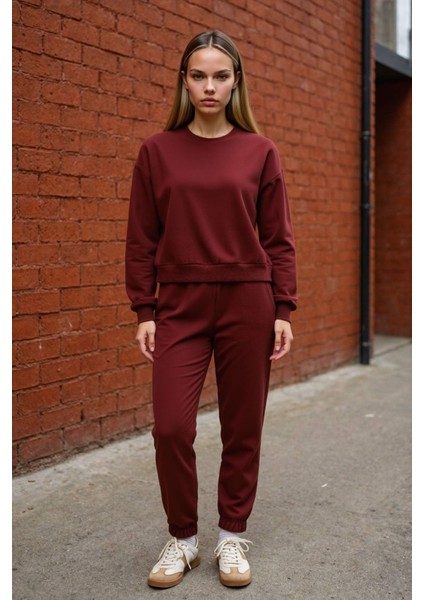 Regular Fit 2'li Takım Sweatshirt Beli Lastikli Jogger Eşofman Altı