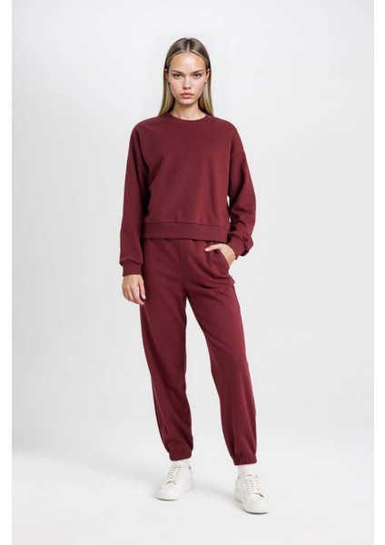 Regular Fit 2'li Takım Sweatshirt Beli Lastikli Jogger Eşofman Altı