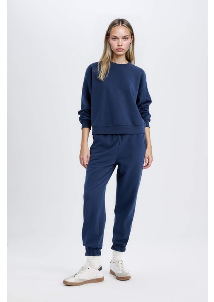 Regular Fit 2'li Takım Sweatshirt Beli Lastikli Jogger Eşofman Altı