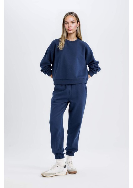 Regular Fit 2'li Takım Sweatshirt Beli Lastikli Jogger Eşofman Altı