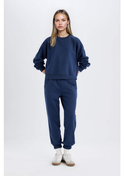 Regular Fit 2'li Takım Sweatshirt Beli Lastikli Jogger Eşofman Altı