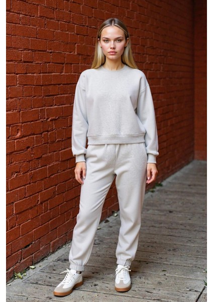 Regular Fit 2'li Takım Sweatshirt Beli Lastikli Jogger Eşofman Altı D8022AXNS