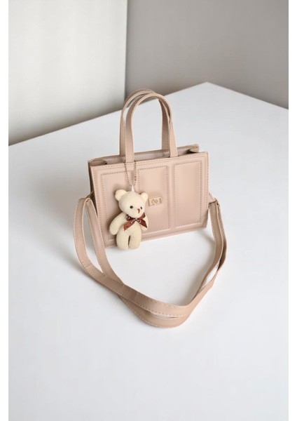 Kadın Vizon Peluş Charm Hediyeli Suni Deri Kadın El/omuz Çantası