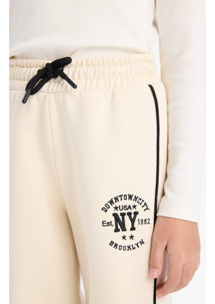 Kız Çocuk Beli Lastikli Baskılı Pamuklu Jogger Eşofman Altı D8092A824WN