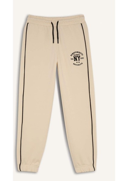 Kız Çocuk Beli Lastikli Baskılı Pamuklu Jogger Eşofman Altı D8092A824WN