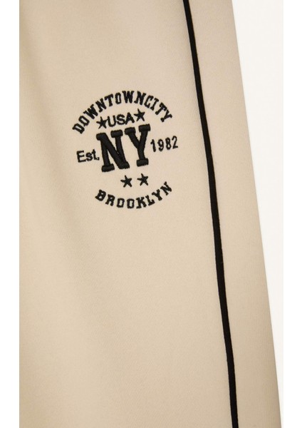 Kız Çocuk Beli Lastikli Baskılı Pamuklu Jogger Eşofman Altı D8092A824WN