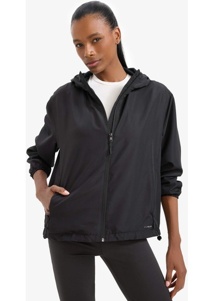 Su İtici Kapüşonlu Fermuarlı Esnek Dokulu Mevsimlik Baharlık Mont D6086AX25SP