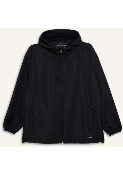 Su İtici Kapüşonlu Fermuarlı Esnek Dokulu Mevsimlik Baharlık Mont D6086AX25SP