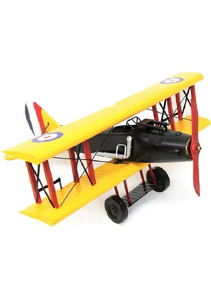 Dekoratif Metal Uçak Çift Kanatlı Vintage Ev Ofis Hediyelik