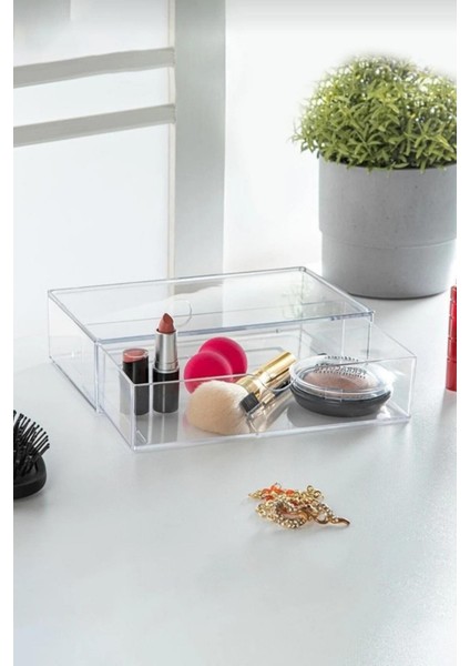 Şeffaf Çekmece Makyaj Takı Organizeri Düzenleyici 10×18×4 cm