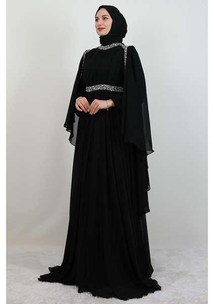 Tutku Şifon Abiye Siyah modelleri