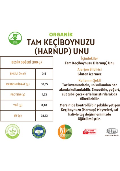 Keçiboynuzu (Harnup) Unu (Gluten İçermez) - 300 Gram modelleri
