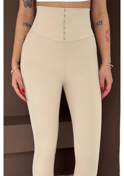 Beli Korse Detaylı Fitilli Tayt Krem fiyatları