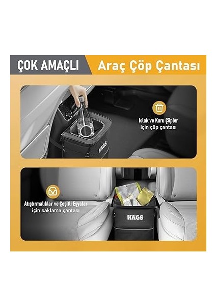 Araç Içi Çöp Kutusu, Oto Çöp Kovası Kapaklı ve Saklama CEPLI%100 Sızdırmaz Organizer Çanta, Su Geçirmez Araba Çöp Kutusu, Çok Amaçlı Araç Içi Düzenleyici Çanta, 8 Lt - Siyah modelleri