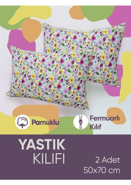 Pamuk Kumaşlı Penye Fermuarlı 2 Adet Yastık Kılıfı fiyatları