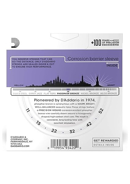 Stahlsaiten Westerngitarre | Höchste Qualıtät Der Belıebtesten Saıtenmarke | EJ26-3D | Phosphor Bronze | Custom Light (11-52) | 3er Pack fiyatları