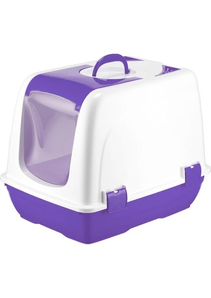 Küçük Kapalı Kedi Tuvaleti Mor
