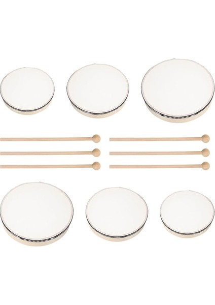 6 Adet El Davulu Orff Elde Tutulan Perküsyon Ahşap Çerçeve Davul Seti Müzik Aletleri 10 &amp; 8 &amp; 6 Inç Çocuklar Için Müzik Eğitimi Noel Cadılar Bayramı Doğum Günü Partisi