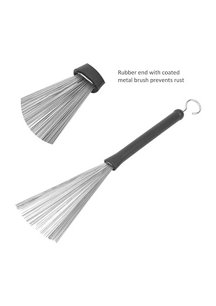 Davul Fırçası Geri Çekilebilir Davul Fırçası, Kauçuk Paslanmaz Çelik Tel Caz Perküsyon Aksesuarları, Çalma ve Yumuşak Ses Için fırsatları