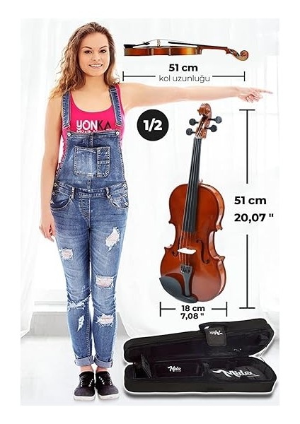 CVL-742-TYS Profesyonel 1/2 Çocuk Kemanı Seti 8-10 Yaş (Yastık Tel Çanta Yay Susturucu Reçine) indirimleri