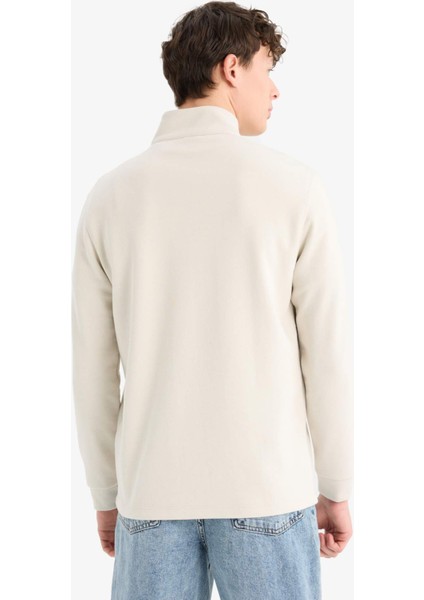 Regular Fit Dik Yaka Yarım Fermuarlı Basic Düz Sweatshirt D7226AX25SP