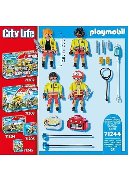 71244 City Life Tıbbi Ekip, Playmobil Tıbbi Oyuncak, Acil Servis Oyuncak Seti, Doktor Oyuncağı, Acil Durum Ekibi, 4 Yaş ve Üzeri Çocuklar Için Uygun Kurtarma Oyuncak, Oyun Seti indirimleri