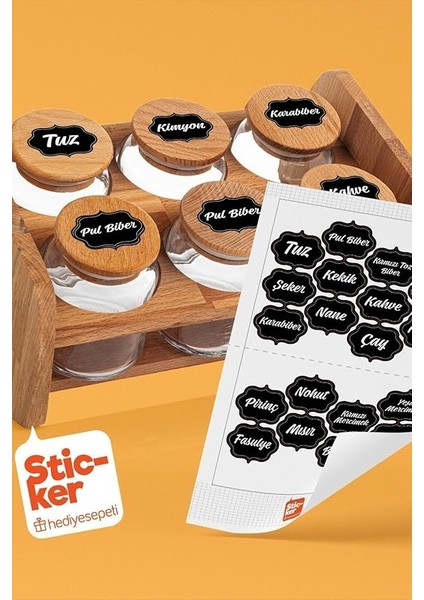 20 Adet Baharat & Bakliyat Kavanoz Etiketi Sticker