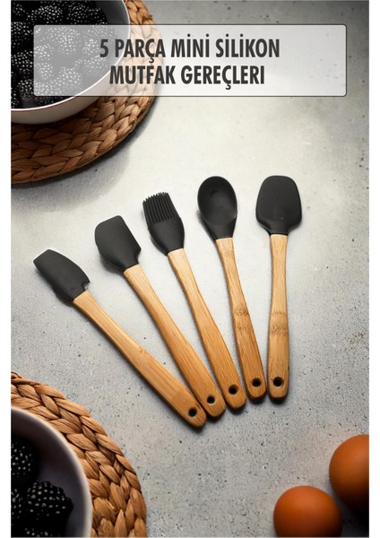 5 Parça Bambu Saplı Mini Supatula Seti