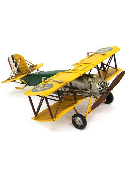 Dekoratif Metal Uçak Çift Kanatlı Dekoratif Biblo Hediyelik