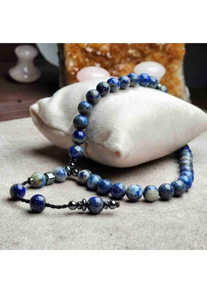 %100 Doğal Lapis Lazuli Taşı Tesbih Sistem Kamçılı