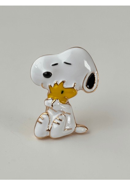 Snoopy Figürlü Gold Broş