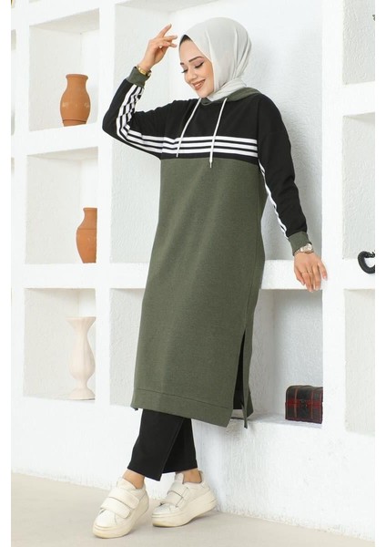 Şeritli Yırtmaçlı Spor Takım Haki̇ - 40 indirimleri