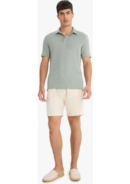 Slim Fit Dar Kesim Polo Yaka Pamuklu Kısa Kollu Tişört